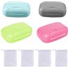 TIANNAIT Scatola di sapone portatile 4 pezzi e borsa in rete 4 pezzi, impermeabile e antiperdite, con coperchio per casa, campeggio, bagno, viaggio (grande)