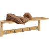 Relaxdays Mensola Appendiabiti, Attaccapanni con Ripiano, Bagno e Ingresso, 5 Ganci, in bambù, HLP 18x62x16 cm, Naturale