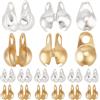 Beebeecraft 1 scatola Da 300 pezzi di Punte per Perline Copri Nodi Oro 18K e 925 placcati In Argento Sterling 304 tappi Terminali A Cricchetto Aperti In Acciaio Inossidabile per La Creazione di