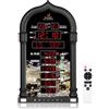 Al salama Orologio Azan, Orologio da Parete Musulmano Automatico per la Preghiera in Tutto il Mondo, 8 Suoni di Preghiera Azan Digitali (Nero)