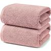 Ruggeri Set 2 Pezzi Teli Doccia e Bagno 70x140 cm, in Morbido Cotone, Rosa