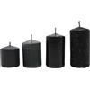 Dekohelden24 Candele dell'Avvento, a Pilastro e da Tavolo, Nero Opaco e Glitterato, Confezione da 4 Pezzi, Gradini da 5 x 5 x 5 cm