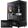 GAMDIAS ATLAS E1 ATX Mid Tower PC Case, monitor in tempo reale, 3 ventole ARGB da 120 mm, vetro temperato senza cuciture, prese d'aria laterali ad alto flusso d'aria, nero