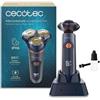 Cecotec Rasoio Rotativo PrecisionCare Aluminium Pro. Autonomia 80min, Display LCD, Lame Titanio, 8000rpm, Resistente all'Acqua IPX6, Tecnologia Doppia Lama, Base Ricarica