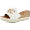 inblu Ciabatte Zeppa Donna A Fascia Con Catena, Plantare In Ecopelle Imbottito, Zeppa 6,5cm CiabattaDonna