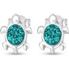 FIVE-D SL-Silver orecchini a forma di cristallo tartaruga verde in argento Sterling 925 in confezione regalo