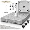 tillvex® Base per Ombrellone da Giardino in Granito, Quadrata - 27 kg, con Tubo in Acciaio Inox, Supporto per ombrellone da Balcone da 16 a 48 mm e 300 cm di Diametro + Maniglia per Il Trasporto