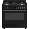 Smeg CX91GMBL Cucina Gas 5 Fornelli con forno Elettrico da 90 cm Nero
