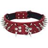 Izefia Collari in Pelle Imbottiti di Lusso con Borchie Appuntite e Appuntite per Cani di Taglia Media Grande Larghezza 5 cm Collana Anti Mordere (XS,Rosso-Ag