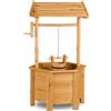Relaxdays Pozzo Decorativo da Giardino, Carrucola, Secchio, Abbellimento da Esterno, Decorazione, 82x47x41 cm, naturale