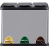 Relaxdays Cestino Relaxdays, 3 scomparti, 24 L, pedale, secchiello interno, separatore di rifiuti da cucina, L x P x A 39,5 x 46 x 26,5 cm, acciaio inossidabile, argento