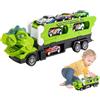 Generic Dinosaur Transport Truck - Portaveicoli da gioco pieghevole, 6 auto in miniatura e figure di dinosauro, trasporto merci con pendenza scorrevole | Giocattoli di apprendimento per bambini piccoli regali