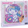 DIAMANTINY Design Art Kawaii Unicorno con Cuore su Tela, Multicolore, 90038