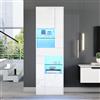 SUKY Vetrina per vendite, 55 x 38 x 170 cm, armadietto alto con 1 cassetto e 4 armadi, vetrina in vetro con LED, vetrine con design lucido, armadi per soggiorno, vetrine (bianco)