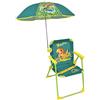 FUN HOUSE JURASSIC WORLD Chaise pliante de camping dinosaures - H.38.5 xl.38.5 x P.37.5 cm - Avec un parasol ø 65 cm - Pour enf