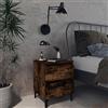 ZQQLVOO Comodino con gambe in metallo, rovere affumicato, 40 x 35 x 50 cm e due cassetti per riporre oggetti, stabile consolle con quattro gambe, pratico contenitore, durevole