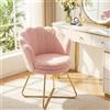 Hellove Sedia Trucco, Poltrona Conchiglia in Teddy con Placcato Oro Metallo Gambe, Moderno Poltrona Salotto con Seduta Morbida Imbottita per Camera da letto/Soggiorno/Vanità, Rosa