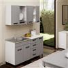 Linea Azzurra Cucina Completa Componibile in Legno Made in Italy con 1x Sottolavello, 1x Lavello con Vasca a Destra, 1x Miscelatore, 1x Cassettiera, 1x Base, 1x Colapiatto e 1x Pensile (Cemento)