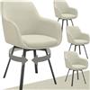 tectake® Set 4 Sedie Sala da Pranzo Girevoli Imbottite, Sedie Moderne con Braccioli e Schienale, Gambe in Acciaio Verniciato a Polvere, Poltroncine Antiscivolo, Sedie Arredamento Casa - Greige