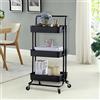 LANTUS Scaffale Mobile, Carrello di Stoccaggio, 4 Livelli, con Ruote, Salvaspazio, per Bagno, Cucina, Ufficio-43 x 36 x 86cm Nero