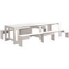 Dmora - Panca Torquato, Set di 2 sedute per Tavolo da Pranzo, Panche allungabili, 290x25h45 cm, Bianco Lucido