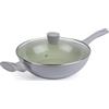 Salter Earth Wok 28 cm, antiaderente in ceramica, induzione | Corpo alluminio forgiato, rivestimento ceramico base titanio, manico soft-touch freddo, senza PTFE/PFOA, lavaggio a mano