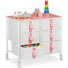 Relaxdays Cassettiera per Bambini, per la Cameretta, 6 Cassetti Porta Giochi o Vestiti, HLP: 61,5x68x40,5cm, Bianco Rosa