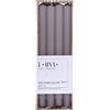 DONAU HOME Set di candele lunghe a costine, grigio cenere/grigio, 4 pezzi, 30 x 2,50 cm, senza profumo, a coste, per decorare il soggiorno, il bagno, 10 ore di combustione/candele