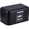Relaxdays Cassetta Portapane con Coperchio, HLP: 16,5x30x19 cm, Contenitore Porta Pane, Salvafreschezza, Metallo, Nero