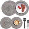APOMOONS Set Tovagliette Rotonde Paglia 4 Pezzi 2 Sottopiatti Rotondi Eleganti da 30cm 2 Tovagliette Colazione Rotonde 11cm con Filo Argento Spazzolina Tovagliette Americane Tessuto Antiscivolo Resistenti