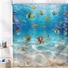ASDCXZ Tenda da Doccia Oceano 120x180 cm, Estate Subacquea Colorato Pesce Corallo Conchiglia Perla Costiera Impermeabile Tenda da Bagno Poliestere Tessuto Lavabile Tende Doccia per Vasca con 8 Ganci