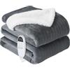 anysun Coperta Termica 200x180 cm, Coperta Elettrica Matrimoniale con Timer 1-10h e Autospegnimento, 6 Livelli di Temperatura, Flanella e Simil Pelliccia di Coniglio, Lavabile in Lavatrice
