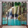 Loussiesd Tende a cascata con pannello in legno, motivo: cascata nella giungla, albero tropicale, per camera da letto e soggiorno, 132 x 228,6 cm (larghezza x lunghezza)