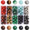 SOSMAR 170 Pietre Naturali Perline Tonde 10mm - Agata Rossa, Occhio di Tigre, Malachite, Acquamarina | Per Bracciali, Collane e Gioielli Fai da Te (10 Tipi di Perline in Pietra)