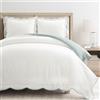 Lush Decor Coastal Chic - Set copripiumino con bordo smerlato blu/bianco, 3 pezzi, per letto matrimoniale, in cotone e poliestere