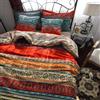 Qucover Copripiumino Matrimoniale 220x240cm in Cotone 100%, Set di Biancheria da Letto, Set Copripiumini Completo con due Federe e Lenzuolo, dallo Stile Esotico Boho o Bohémien