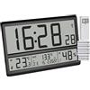 TFA Dostmann Orologio da parete digitale XL, 60.4523.01, con temperatura esterna e clima ambiente, radiocontrollato, visualizzazione 24 ore, data completa, nero, con batterie