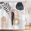 ASDCXZ Tenda da doccia in stile Boho 90x180 cm, moderna arte astratta a foglie circolari bianche, tenda da bagno lavabile in poliestere, tessuto impermeabile per vasca da bagno con 6 ganci