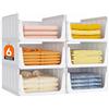 Lifewit Organizzatori Armadio con Cassetti Estraibili, 6 Pezzi Contenitori Impilabili per Vestiti, Ripiani per Armadio Interno, Scatole Salvaspazio in Plastica per Magliette, Pantaloni, 24L, Bianco
