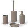 Inbagno Set Accessori Bagno Completo 4 Pezzi Tortora Cannettato Con Dispenser, Porta Spazzolini, Porta Saponetta E Portascopino - Linea Arizona