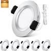 GeyouLux Set di 6 Faretti LED Soffitto 12V-24V DC, IP44 3000K Bianco caldo, 3W 300LM Faretti LED da Incasso per cartongesso, Foro 58-62mm Alluminio Faretti da incasso Cromo, Non dimmerabile