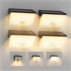 Smiling Shark WL-06 Lampada Solare da Esterno, 4 Pezzi Luce Solare LED Esterno con Sensore di Movimento 4 Modalità & 120° IP65 Impermeabile Applique Solare per Giardino Balcone, Bianco Caldo