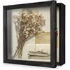 TJ.MOREE Grande scatola per ombre, con cornice in vetro e finestra, per bouquet di nozze, per ricordi, medaglie, foto e ricordi, colore nero rustico, 28 x 28 cm