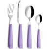 EXZACT 16 pezzi set posate acciaio inox larghi manici per 4 persone lilla | Lavabile In Lavastoviglie, Manici Larghi In Plastica Comodi Da Tenere, Set Con Forchette, Coltelli, Cucchiai E Cucchiaini
