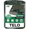 COVALL Telone Impermeabile Esterno Mimetico 1,8x6m 115g/mq - HDPE Rinforzato con Occhielli Anti-UV, Telo Copritutto Antipioggia e Antivento per Giardino, Campeggio, Caccia