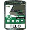 COVALL Telone Impermeabile Esterno Mimetico 4,3x8m 115g/mq - HDPE Rinforzato con Occhielli Anti-UV, Telo Copritutto Antipioggia e Antivento per Giardino, Campeggio, Caccia