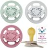 nip Cherry Ciuccio, 0-6 mesi, 4 pezzi, a Forma a ciliegia, Lattice | adatto all'allattamento, adatto alla mascella, tettarella rotonda naturale, in gomma naturale, rosso/grigio