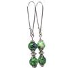 ThurColas Orecchini a cerchio donna vintage con perle in giada bianca tinta ematite o turchese ricostituito - chiusura a leva in acciaio inox - fatti a mano in Francia (Verde e nero)