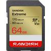 SanDisk 64GB Extreme PLUS SDXC Memory Card (V30, U3, UHS I, C10 170MB/s lettura, 80MB/s scrittura)
