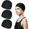 Voxlvytic 3 pezzi 25 x 15 mm cuffia da bagno in tessuto elastico, berretto da nuoto in poliestere confortevole, per donna, capelli lunghi, estate, spiaggia, cura termica, protezione dal sole, nero